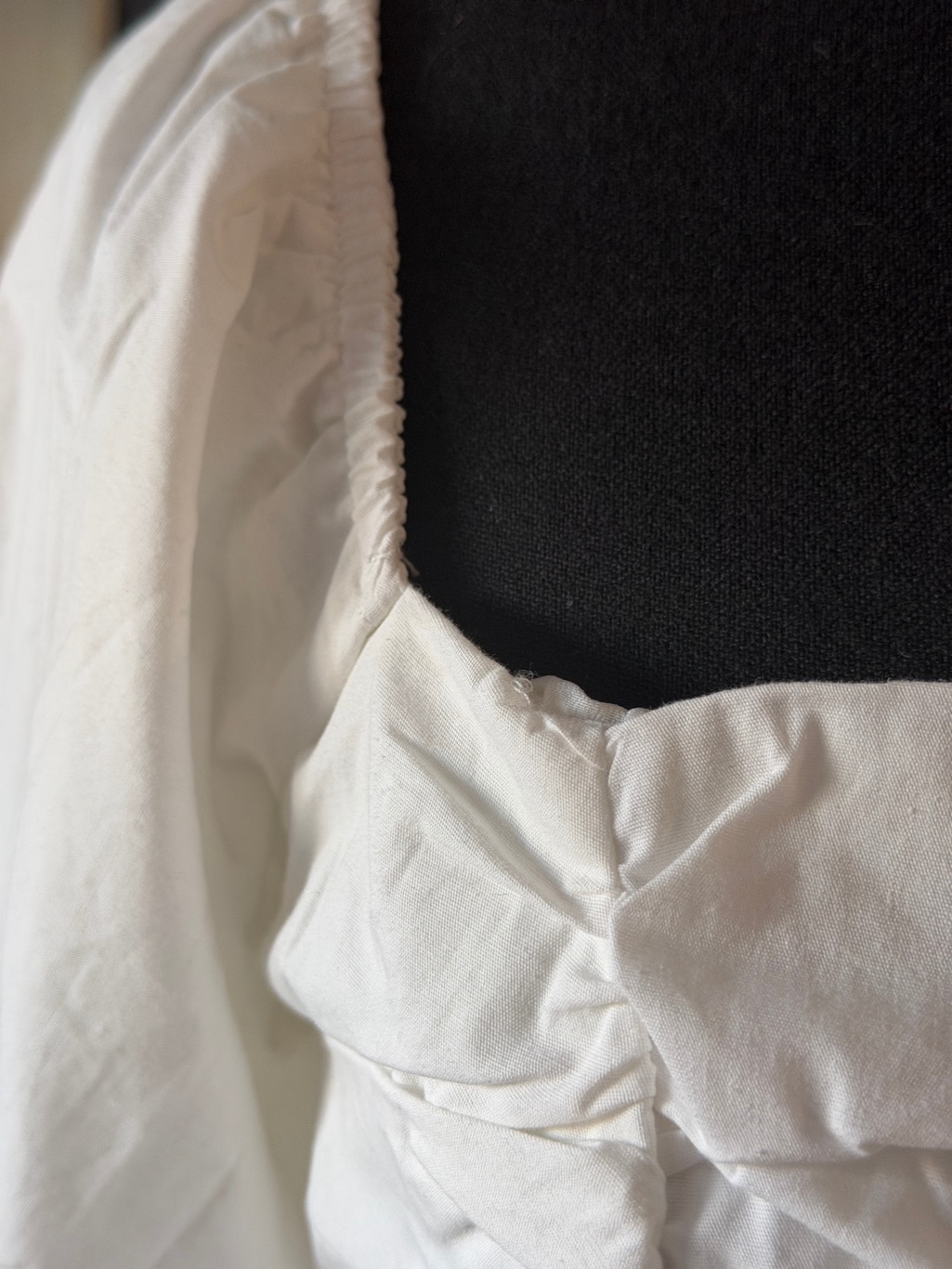 Ally Fashion “Claussen” White Ruched Square-Neck Mini Dress With Puff Sleeves — image 3 of 3